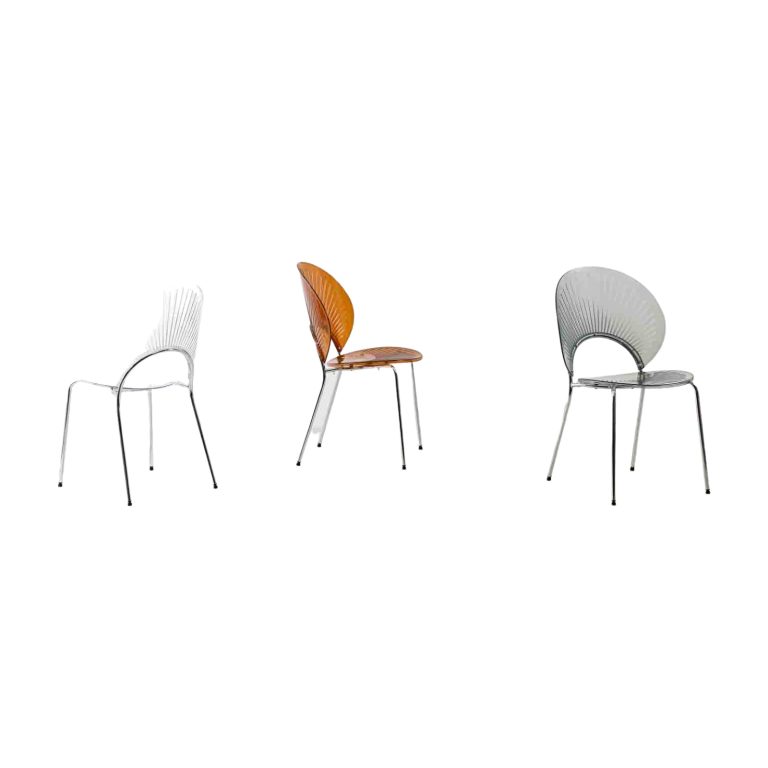 Plastic Chair PET (4 Chairs) - Transparent & Stylish | LEUKHOME