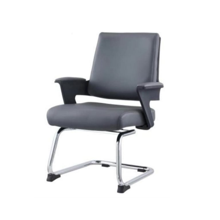 Grey PU Upholstered Office Chair with Chromed Legs - Stylish & Comfortable | LEUKHOME