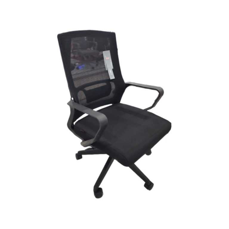 Grey PU Upholstered Office Chair - High - elastic Mesh Backrest | LEUKHOME