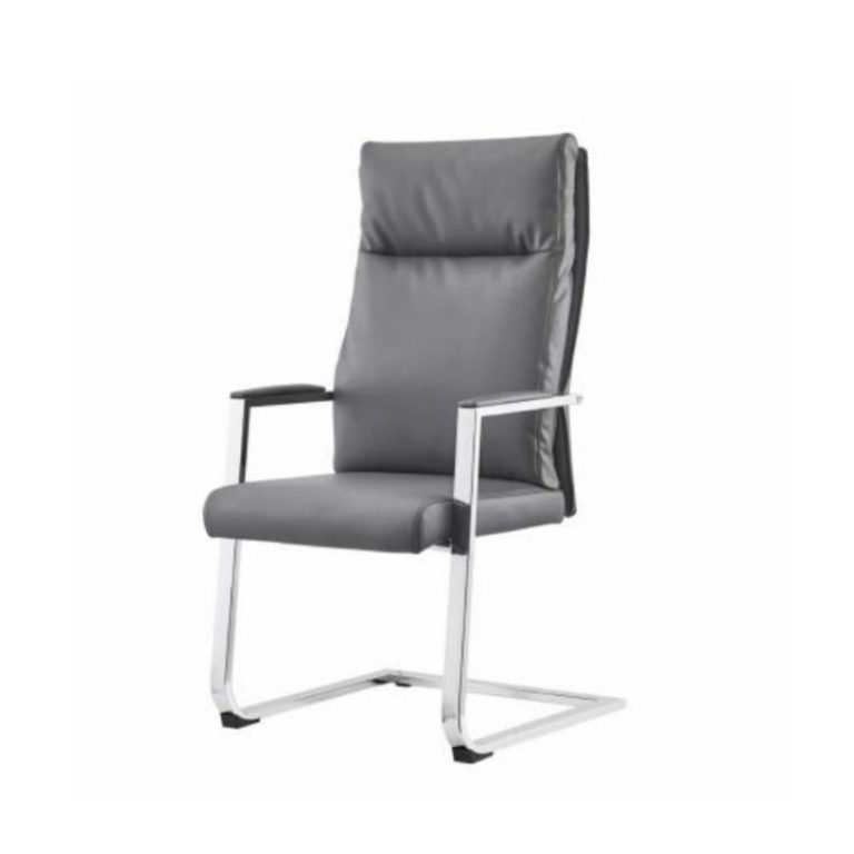 Grey PU Upholstered Office Chair with Comfort Support | LEUKHOME