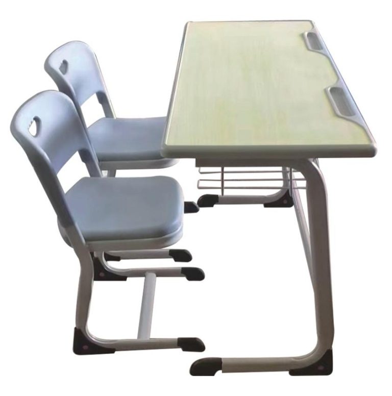 Cozy Double Desk and Chair Set with Wood Grain | LEUKHOME